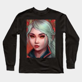 witchy girl manga fashion with yellow eyes Long Sleeve T-Shirt